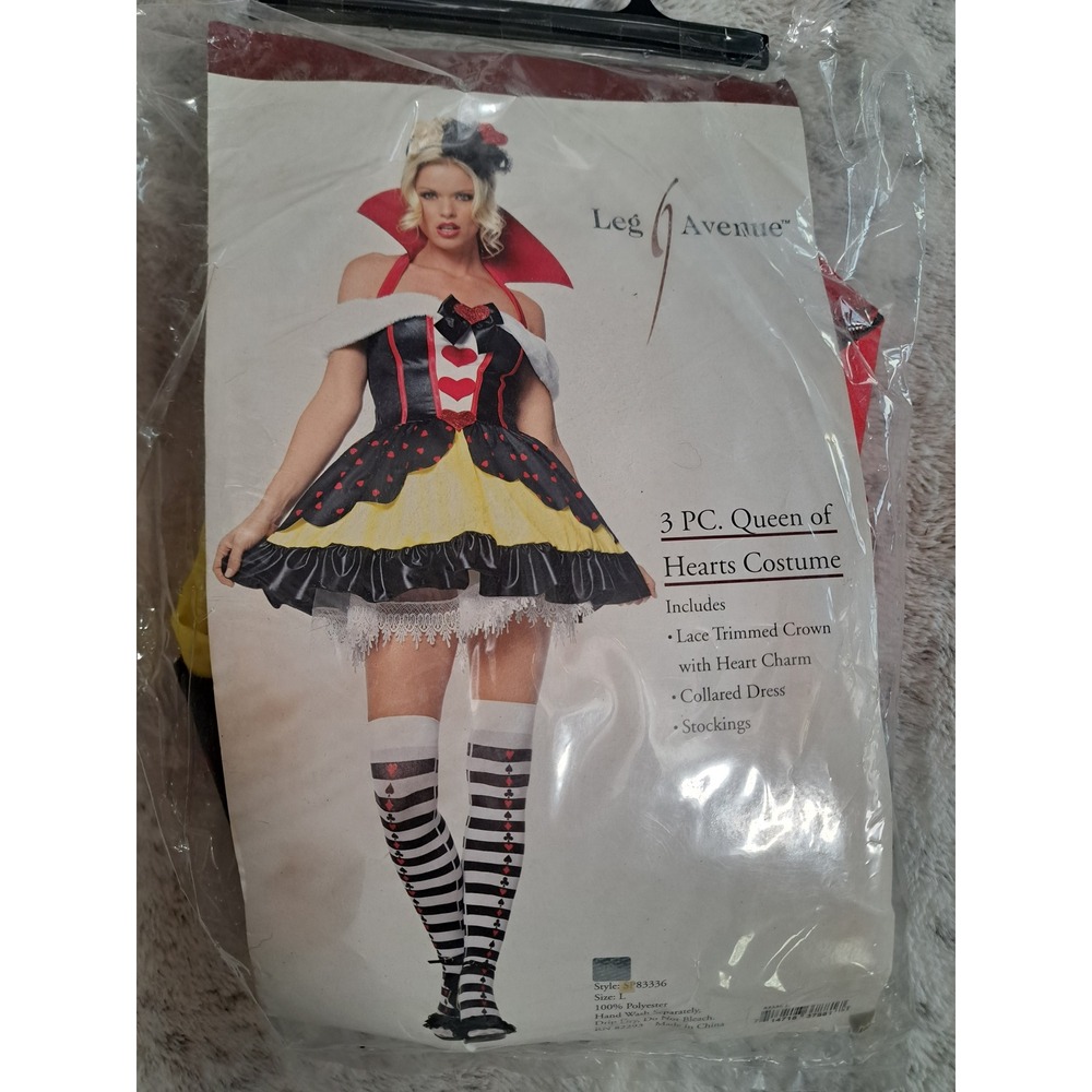 Leg Avenue Alice Inspired Queen of Hearts 3 PC Costume Black Red Yellow Size L